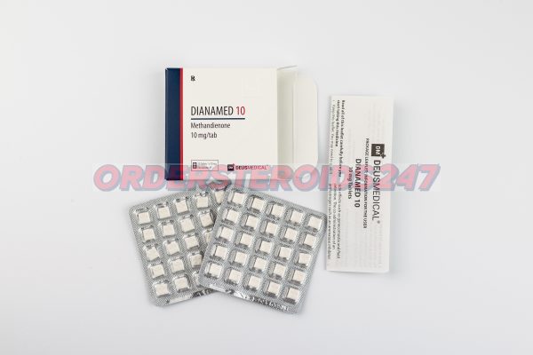 DIANAMED 10 (Methandienone) by Deus Medical, an anabolic steroid containing 10 mg per tablet, used to enhance muscle mass and strength in athletes and bodybuilders