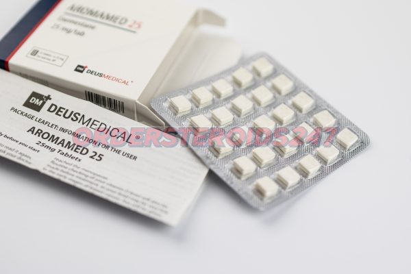 AROMAMED 25 (Exemestane) by Deus Medical, an aromatase inhibitor containing 25 mg per tablet, used to treat hormone receptor-positive breast cancer in women