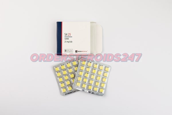 S4 25 (Andarine) by Deus Medical, a selective androgen receptor modulator (SARM) containing 25 mg per tablet, used to enhance muscle growth and strength