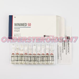 WINIMED 50 (Stanozolol) by Deus Medical, an anabolic steroid containing 50 mg Stanozolol per vial, commonly used for enhancing muscle definition and strength