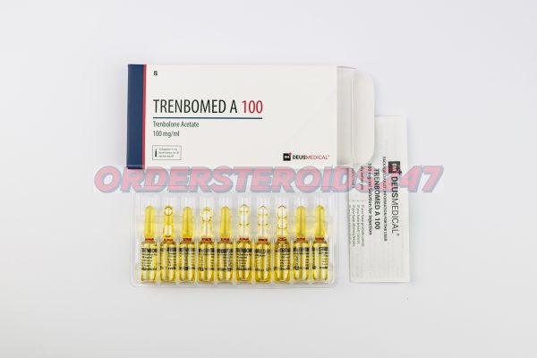 TRENBOMED A 100 (Trenbolone Acetate) by Deus Medical, an anabolic steroid containing 100 mg Trenbolone Acetate per vial, widely used for muscle growth, strength, and fat loss