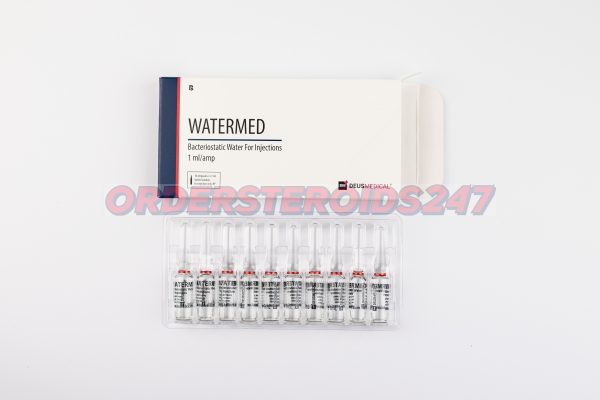 WATERMED (Bacteriostatic Water) by Deus Medical, a sterile water solution containing 0.9% benzyl alcohol, used for diluting injectable medications