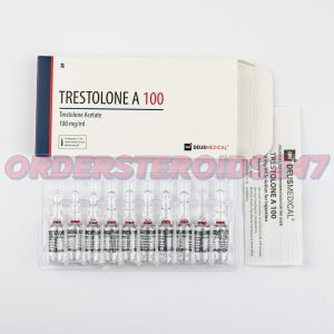 TRESTOLONE A 100 (Trestolone Acetate) by Deus Medical, an anabolic steroid containing 100 mg Trestolone Acetate per vial, known for its potent muscle-building and strength-enhancing properties.