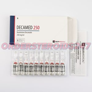 DECAMED 250 (Nandrolone Decanoate) by Deus Medical, an anabolic steroid containing 250 mg Nandrolone Decanoate per vial, commonly used for muscle mass increase and joint health support